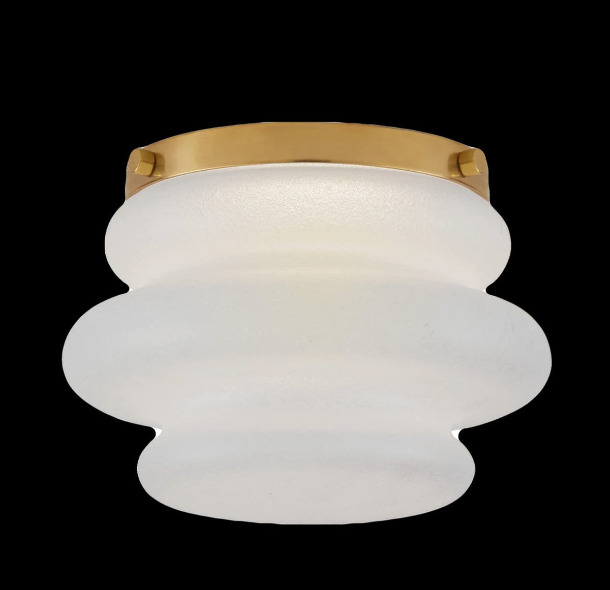 Tiered frosted glass and brass flush mount ceiling light